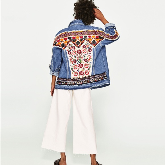 Zara Jackets & Blazers - Zara embroidered denim jacket
